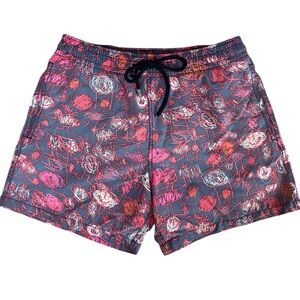 Vilebrequin Red and Gray Graphic Swim Trunks medium 5" inseam